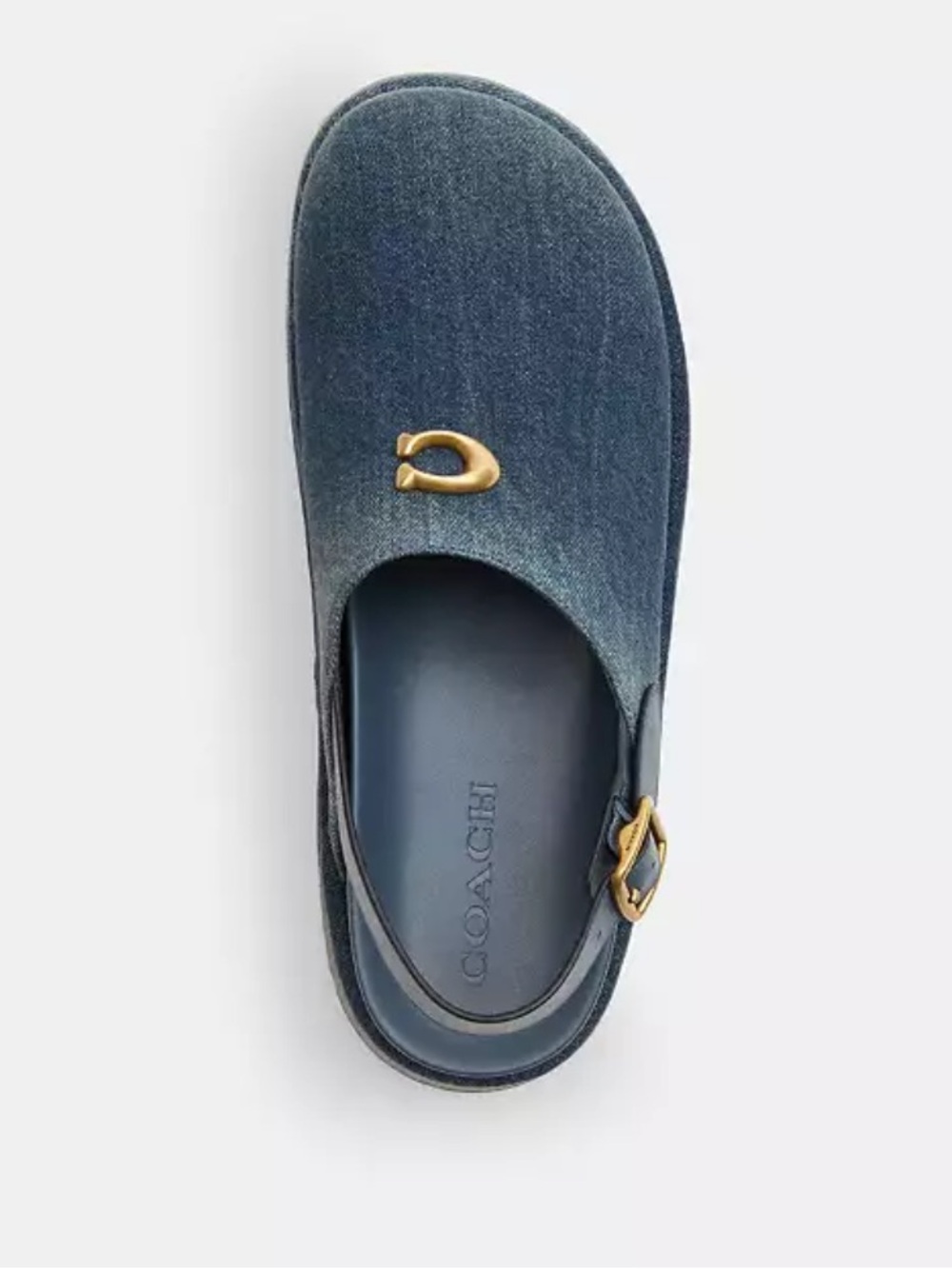 Coach In Loved Denim Sculpted C Platform Clog in Denim Blue with Gold Hardware - Picture 2 of 3